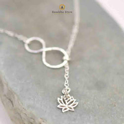 Infinity necklace with Lotus flower pendant