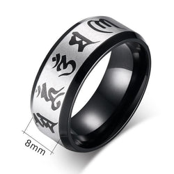 Mantra Om Mani Padmé Hum Ring in Steel