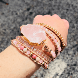 Pink Quartz wrap bracelet