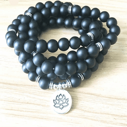 Mala Bracelet in Matte Black Onyx