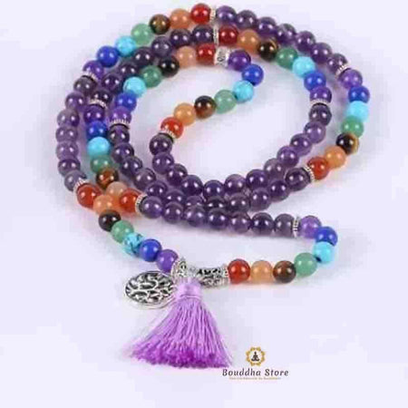 Bracelet Mala 7 Chakras En Améthyste