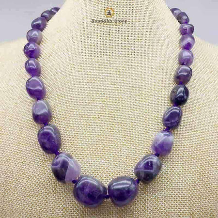 Collier Ras Du Cou En Pierres Roulées D'amethyste Lilian Bead Store